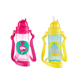 Skip Hop Zoo Straw Water Bottle with Long Straps (390mL/13oz)