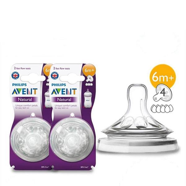 Avent Natural Teat - Fast Flow 4 Agujero 6 Meses + (2)